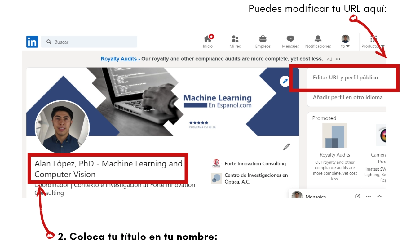 Perfil de linkedin optimizado para un perfil de científico de datos